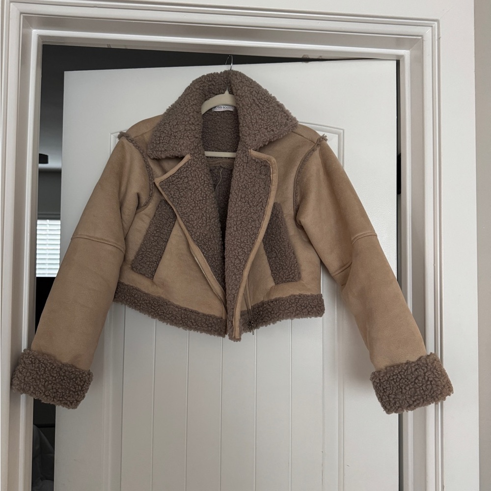 Teddy Brown Shearling Cropped Jacket - image 2
